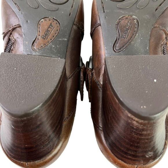 Born Nova Womens Brown Chunky Heel Comfort Shoes Booties Side Buckle Leather 6.5 - Picture 14 of 16